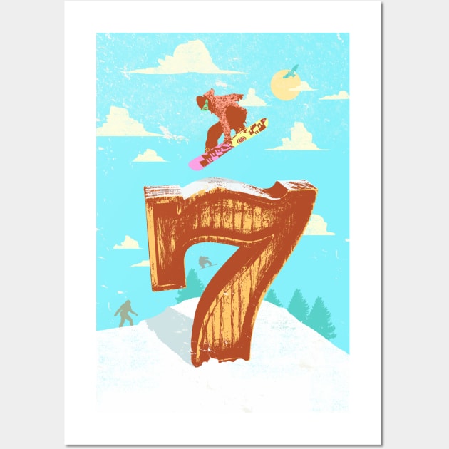 SNOWBOARDING SEVEN Wall Art by Showdeer